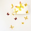 Set 18 deco vlinders semi transparant geel